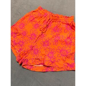 FRNCH Paris Orange Pink Floral Print Drawstring Shorts Italy Boho Quiet Luxury